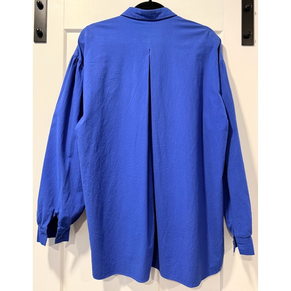 Vintage Cheryl Tiegs Royal Blue Button-Front Blouse Ladies Size Medium - Picture 3 of 4